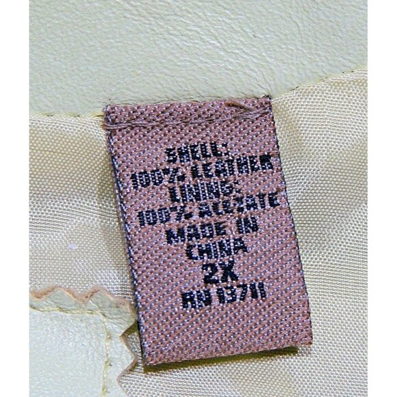 i.e. Woman Soft Leather Zip Vintage Geo Jacket Boho Light Lime Green Sz 2X NWT - Picture 4 of 12